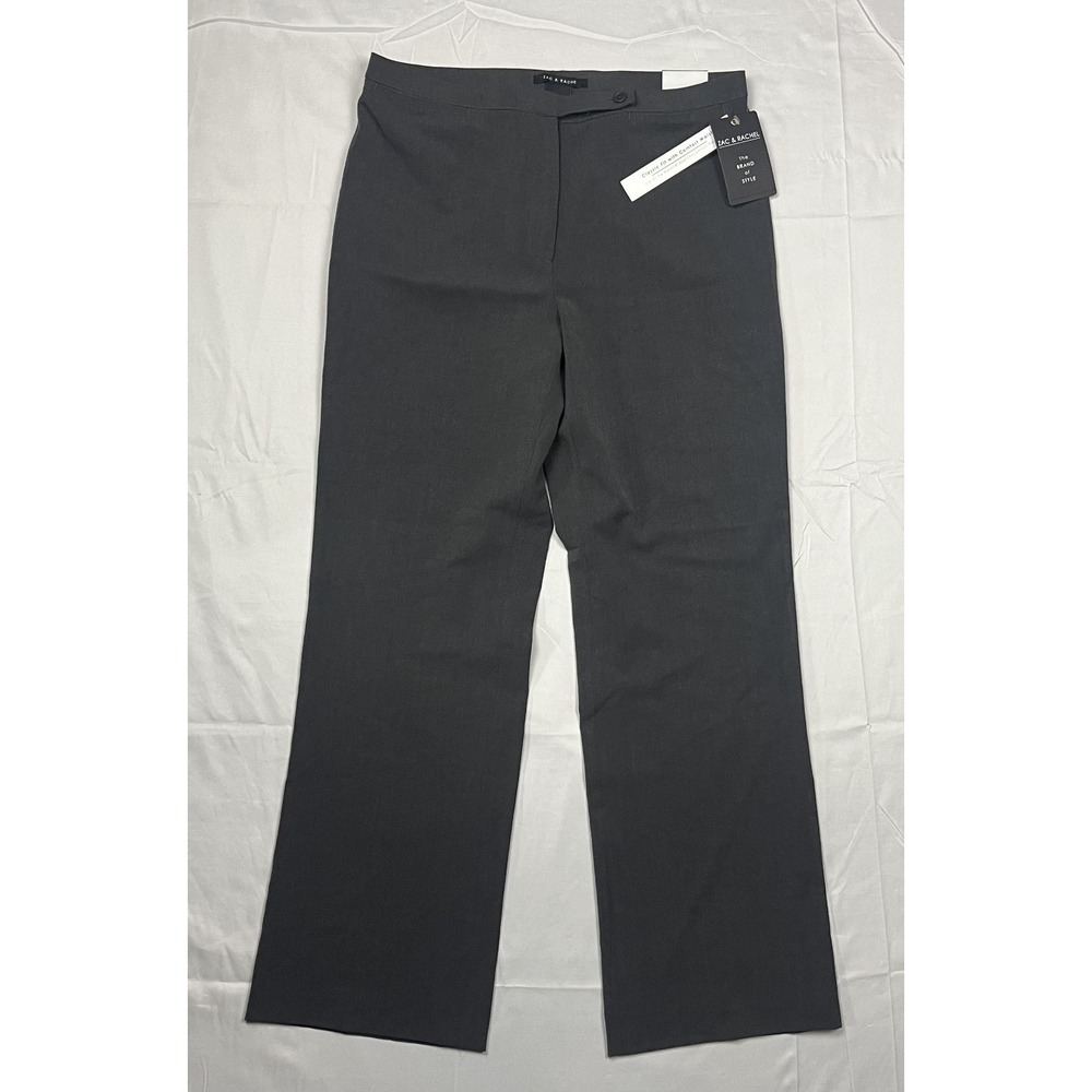Zac & Rachel Womens 12 Grey Dress Pants Classic Fit Comfort Waist NP8138TU5 NEW